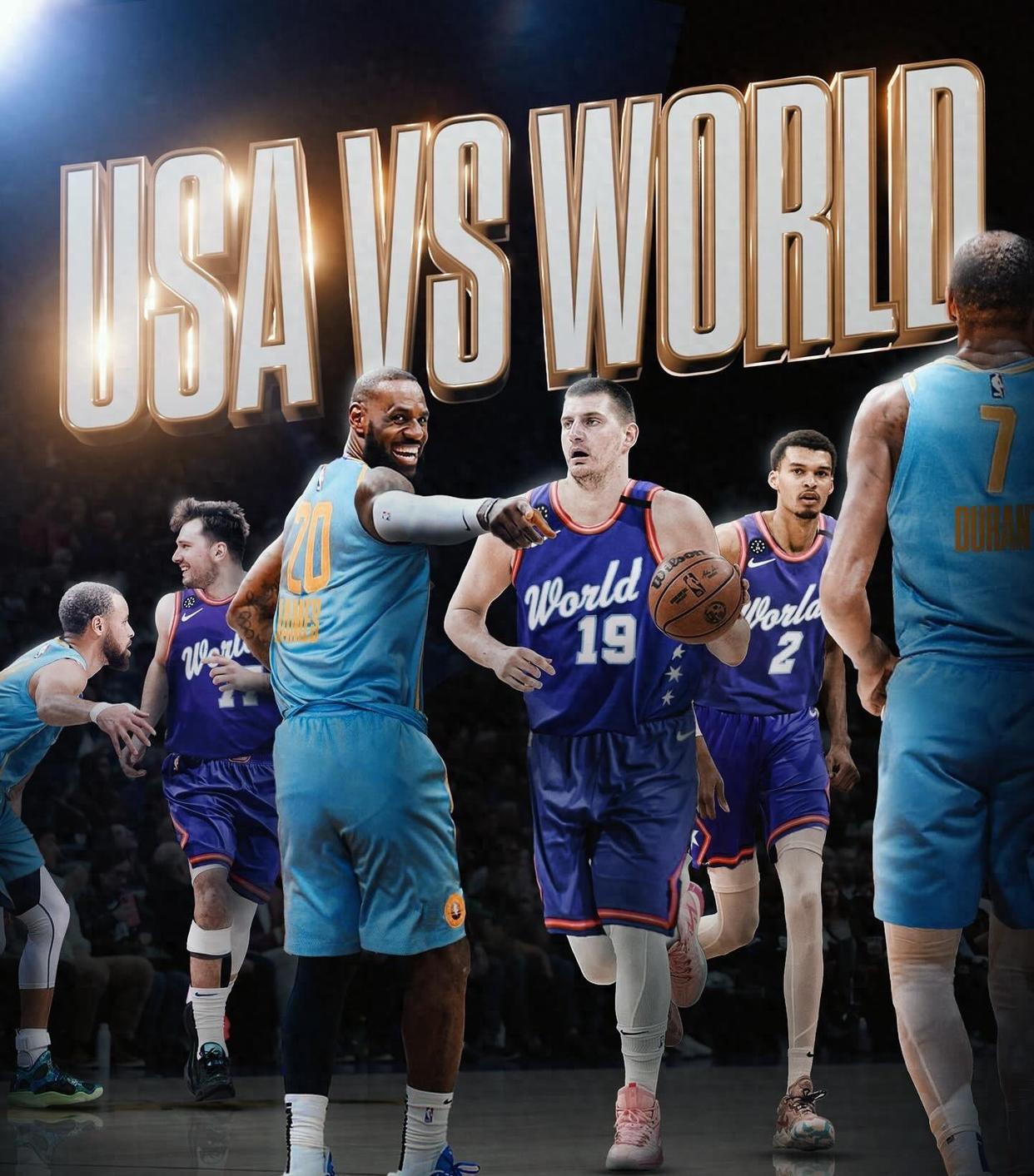 NBA球员与国际队伍对决获得胜利